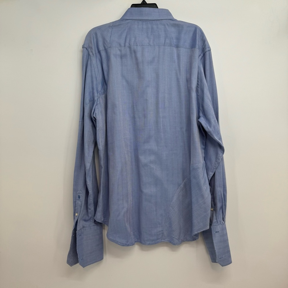 Robert Graham Button Down French Cuff Shirt Men’s 2XL Blue Houndstooth - Picture 2 of 13